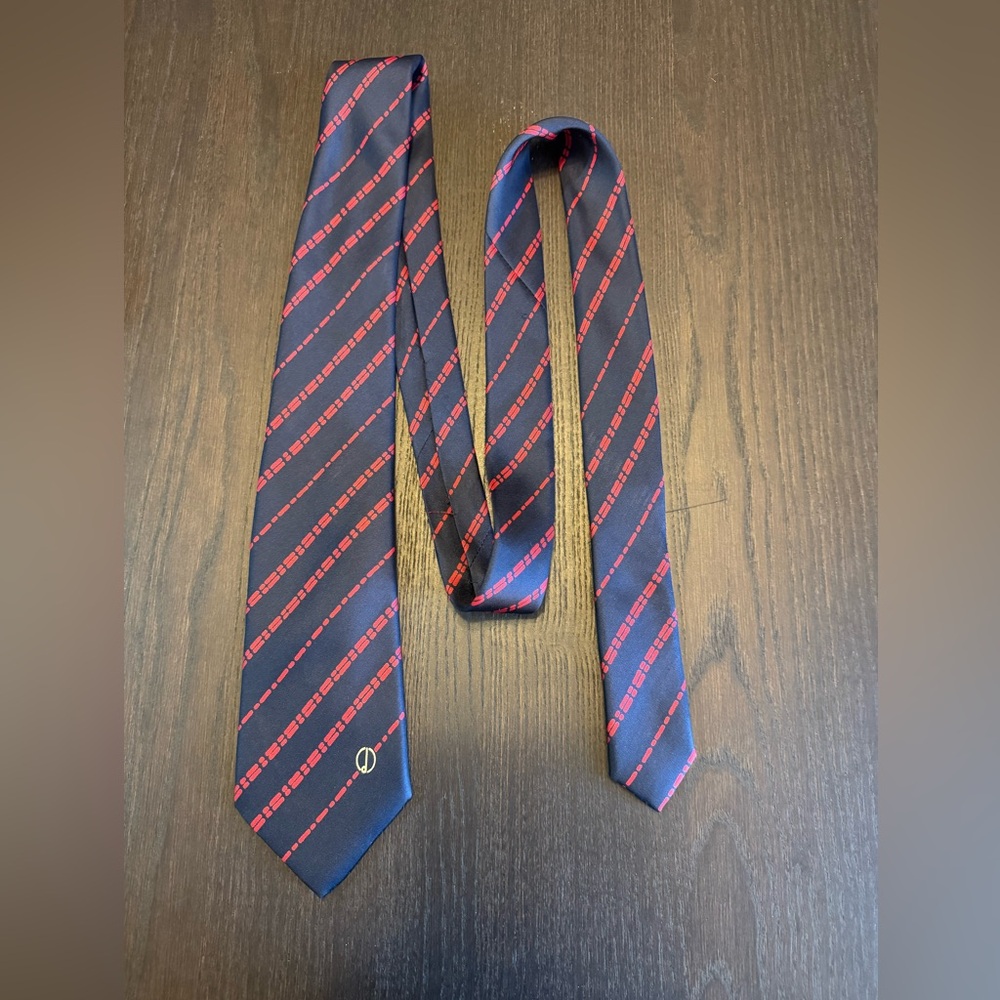 Dunhill Red and Navy Diagonal Striped Tie